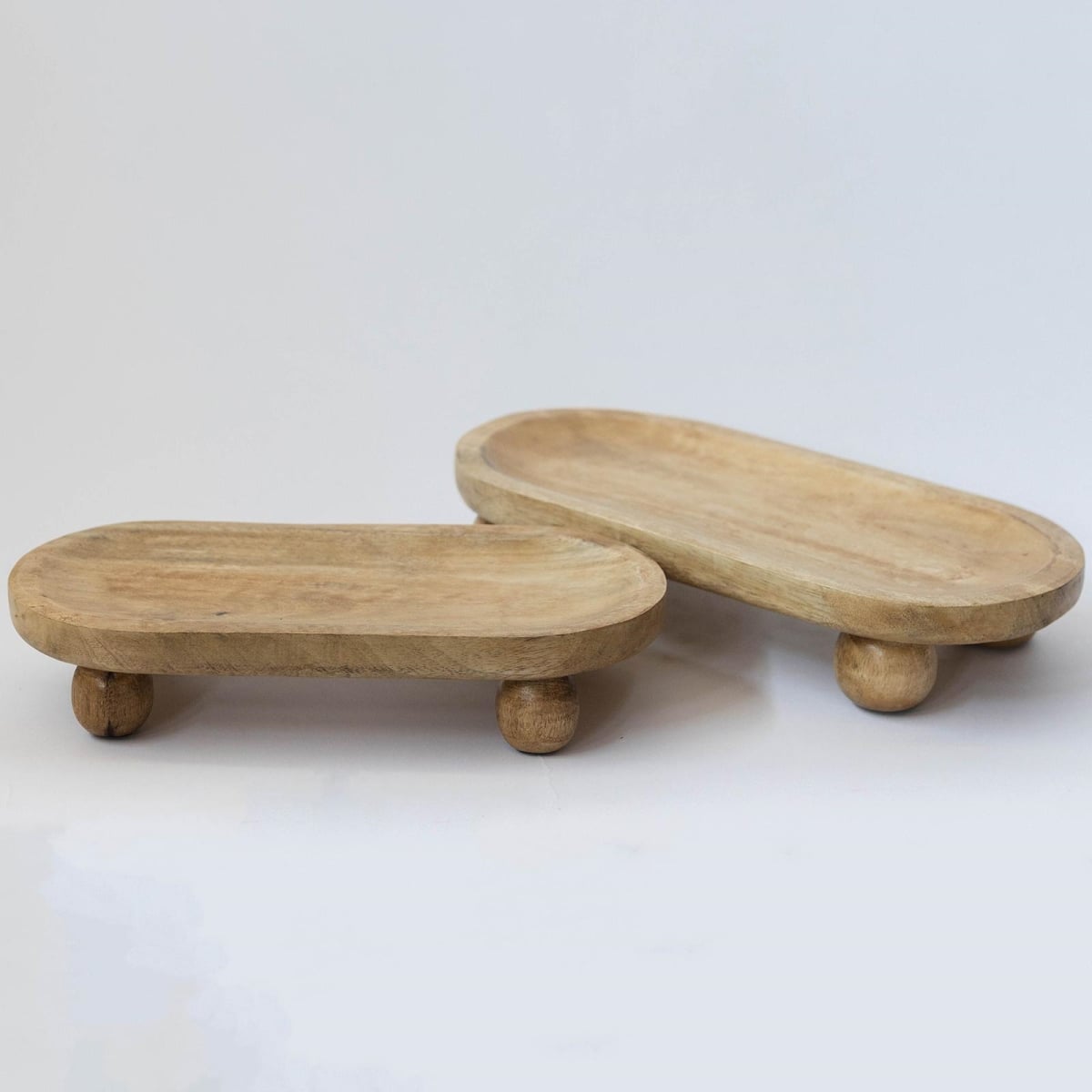 Picture of MDR Trading Inc. FP-IMW-018 Set Of 2 Wood On Round Feet Trays