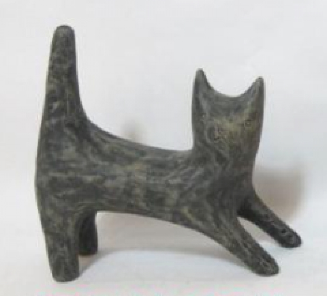 FP-CNP-361_Q01 Primitve Look Gray Stretching Ceramic Cat Figurine
