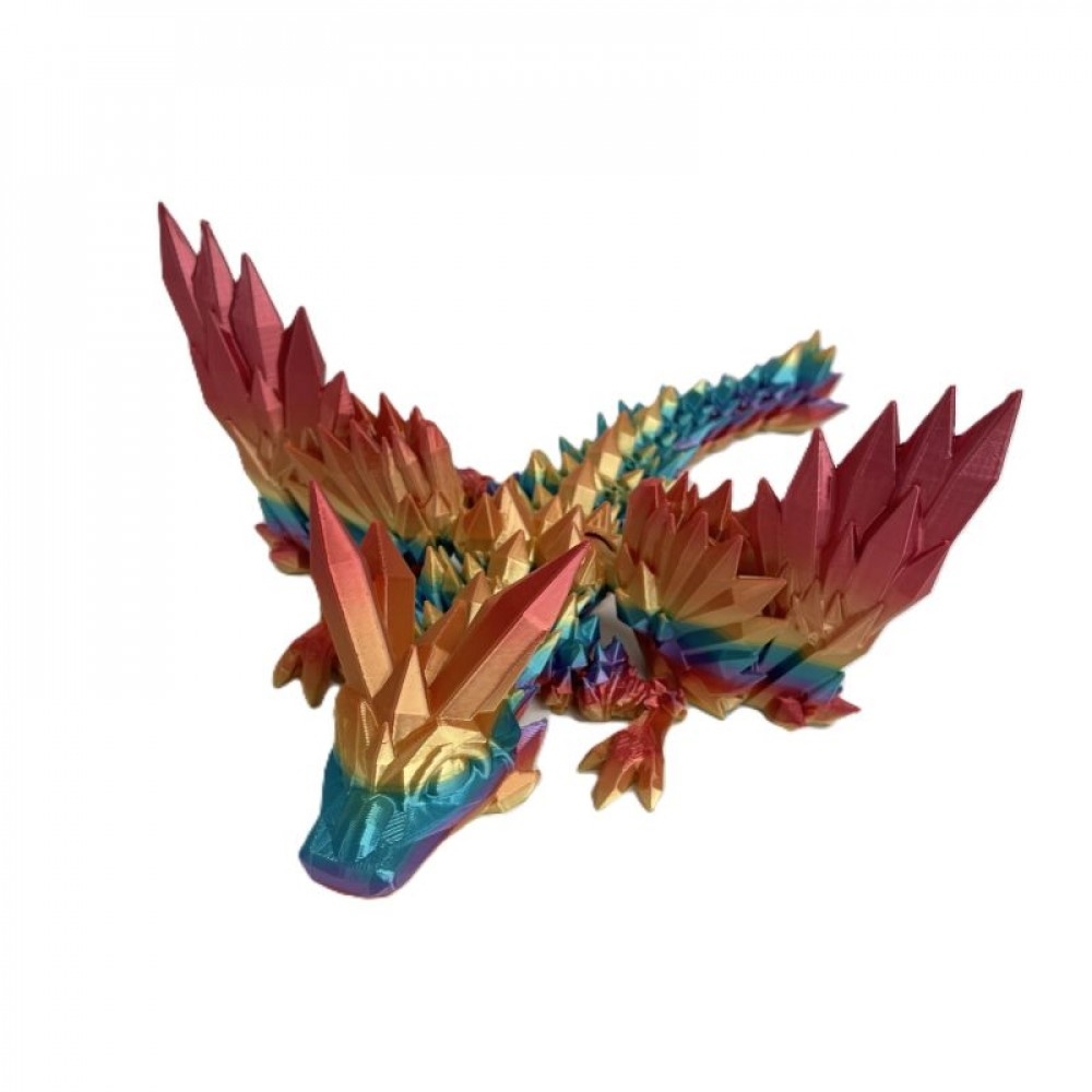 SC-105.43.417 3D Printed Short Tail Crystal Winged Dragon Figurine