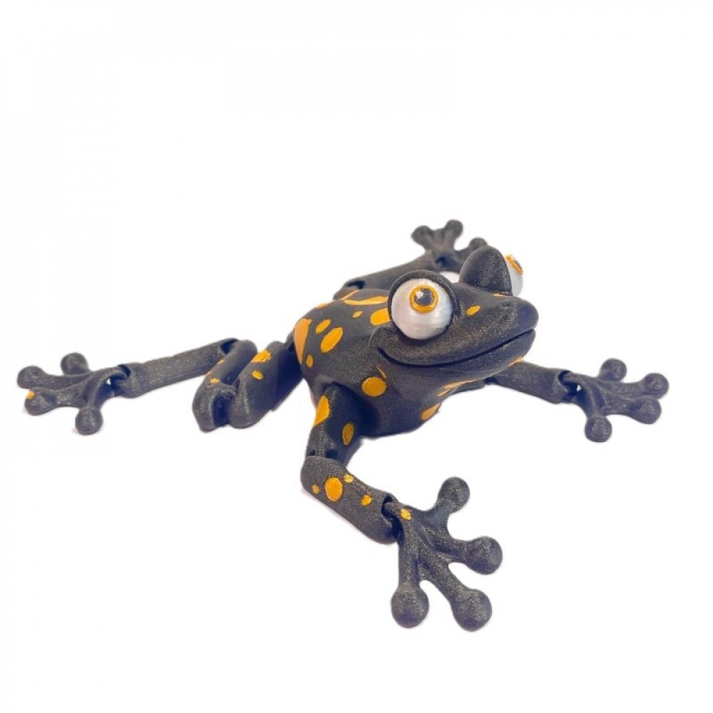SC-105.71.923 3D Printed Black With Gold Dots Frog Figurine