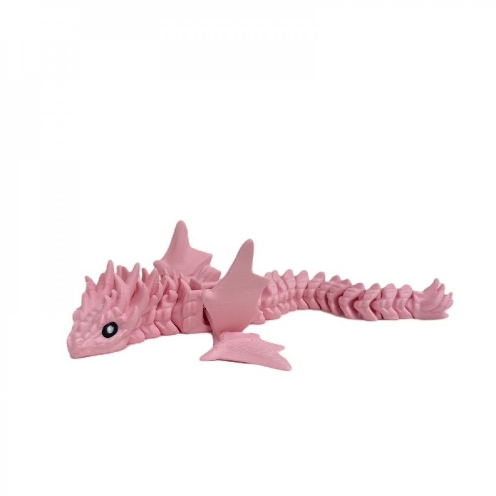 3D Printed Pink Dragon With Bi-Fold Wings Figurine