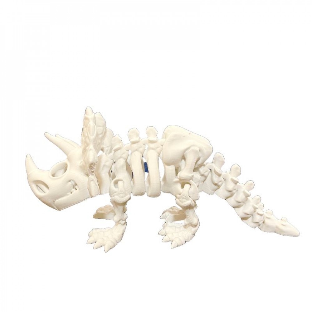 SC-105.72.915 3D Printed White Triceratops Skeleton Figurine