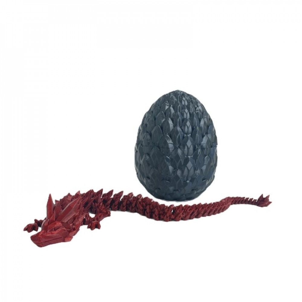 SC-105.43.1047 Set Of 2 3D Printed Egg With Red Dragon Figurine
