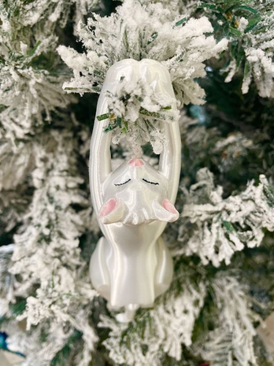SC-105.82.826 3D Printed White Cat Hanging Ornament