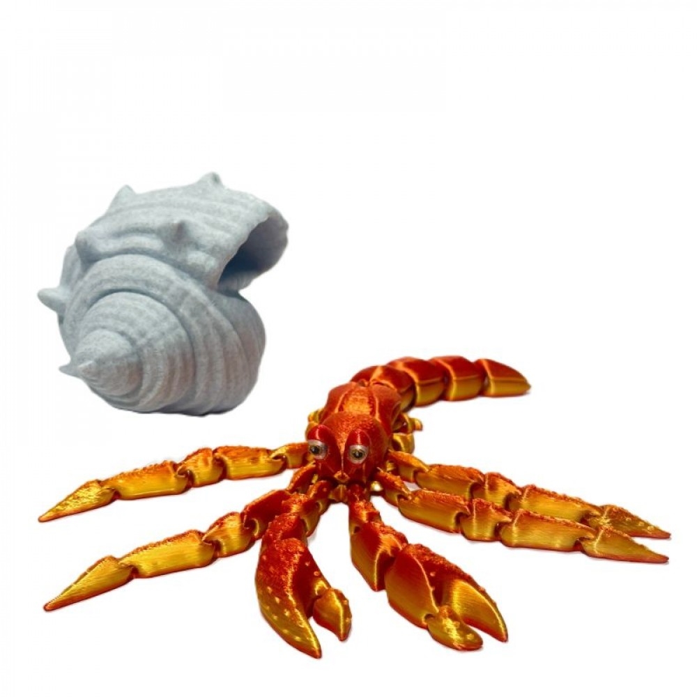 SC-105.74.779 Set Of 2 3D Printed Calcified Shell Hermit Crab Figurine