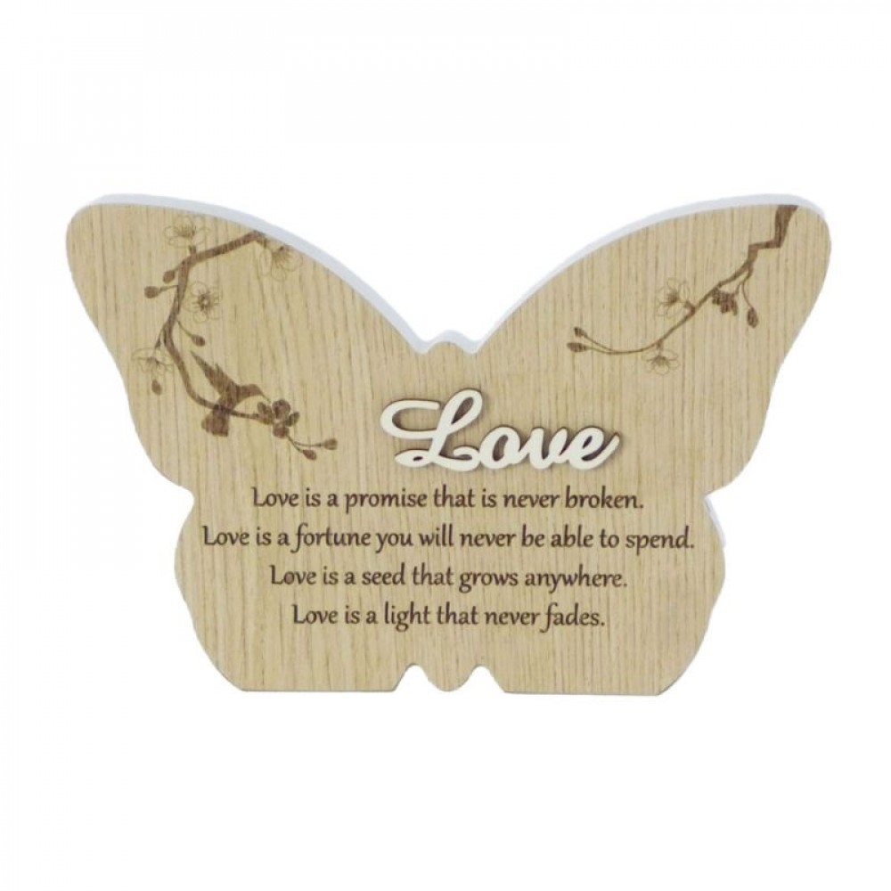 SC-SBP216 Love- Butterfly Shape With Saying Block Sign