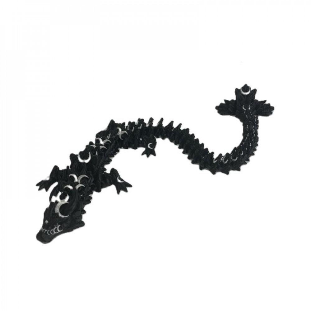 SC-105.43.1141 Black Lunar Dragon With White Moons 3D Printed Figurine