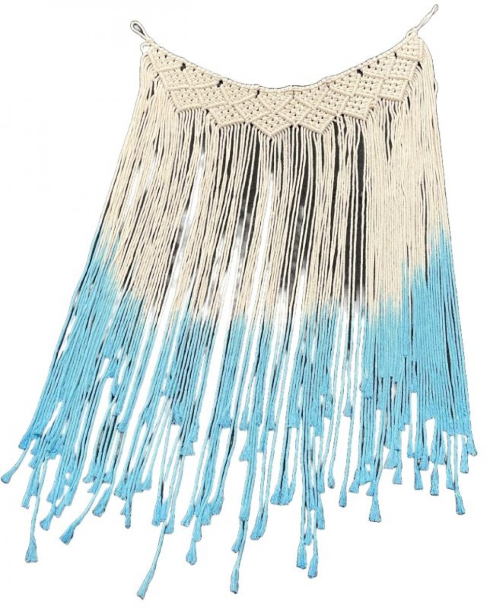 SC-106.52.434 White And Blue Macrame Wall Decor
