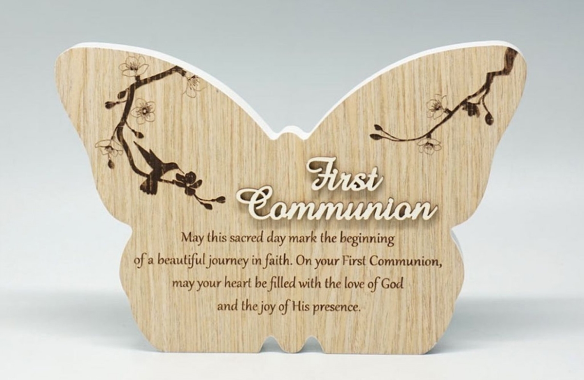 SC-SBP231 First Communion -Butterfly Shape With Saying Block Sign