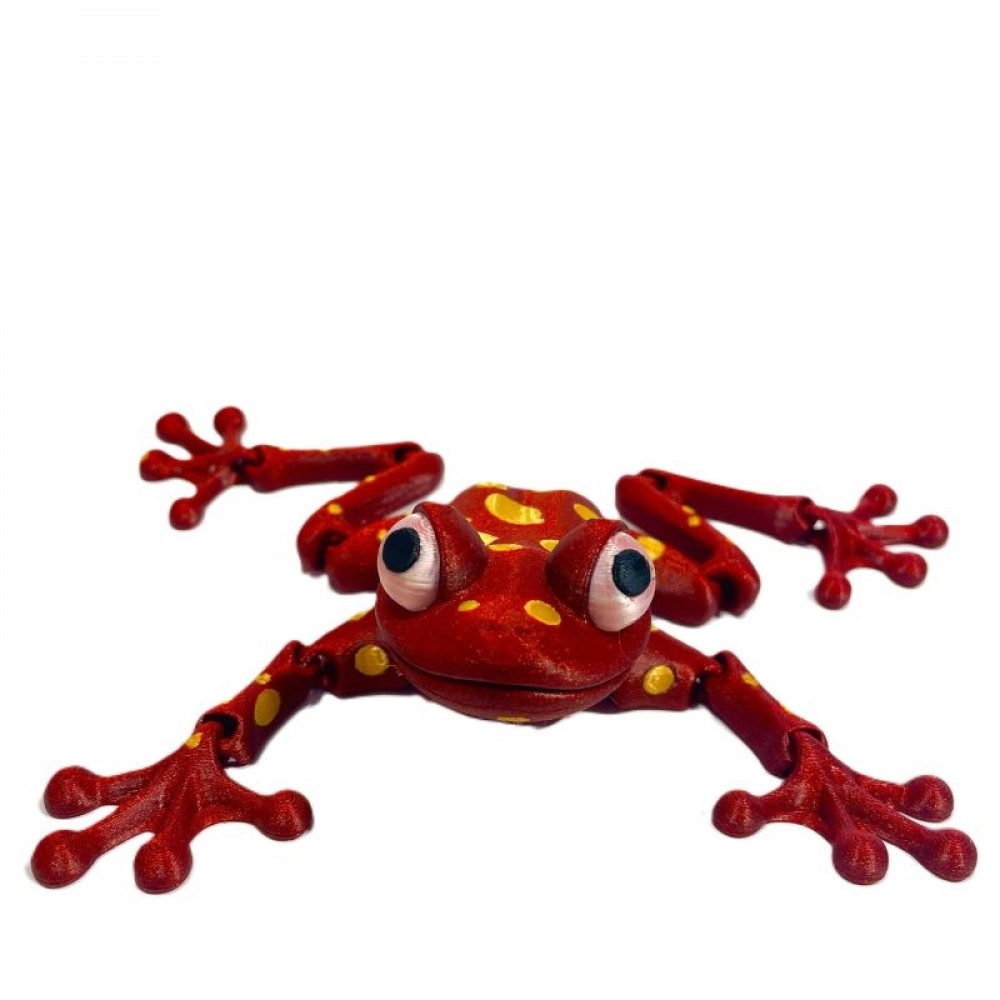 SC-105.71.924 3D Printed Red With Gold Dots Frog Figurine