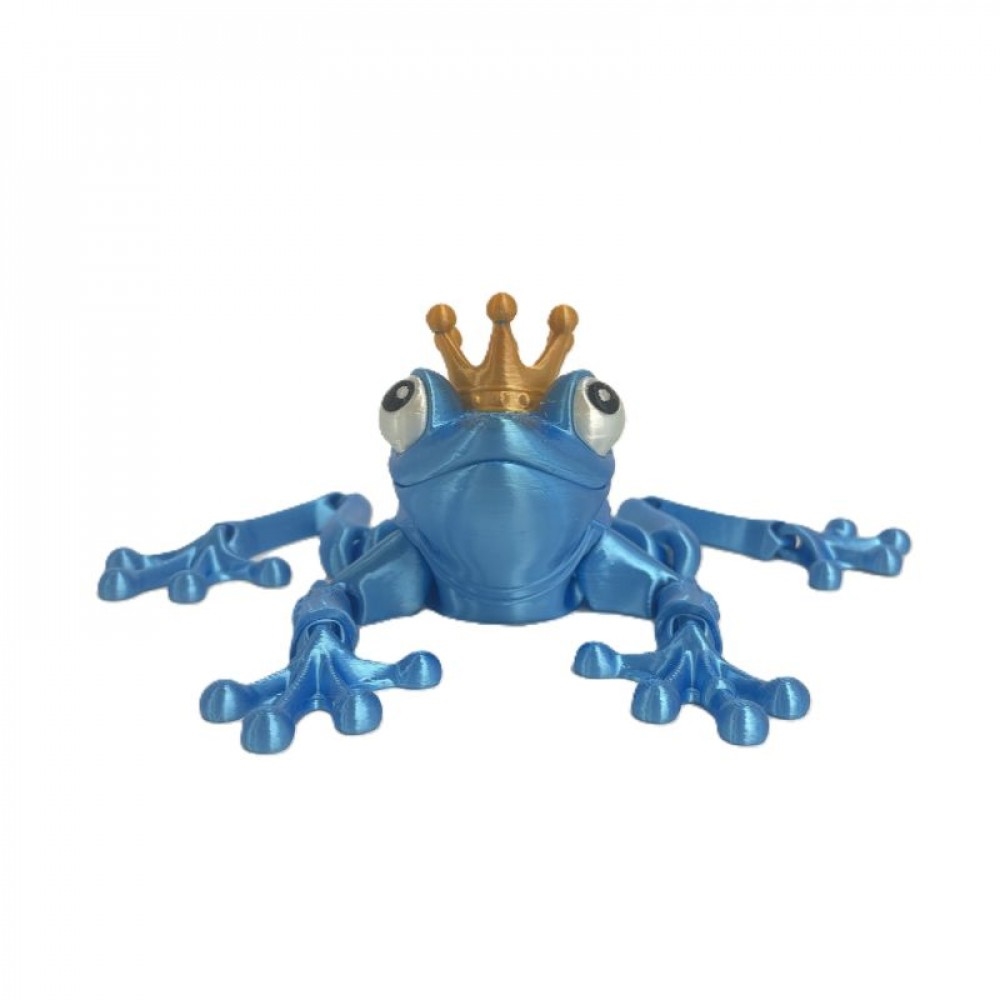 SC-105.71.804 3D Printed Blue Frog With Gold Crown Figurine