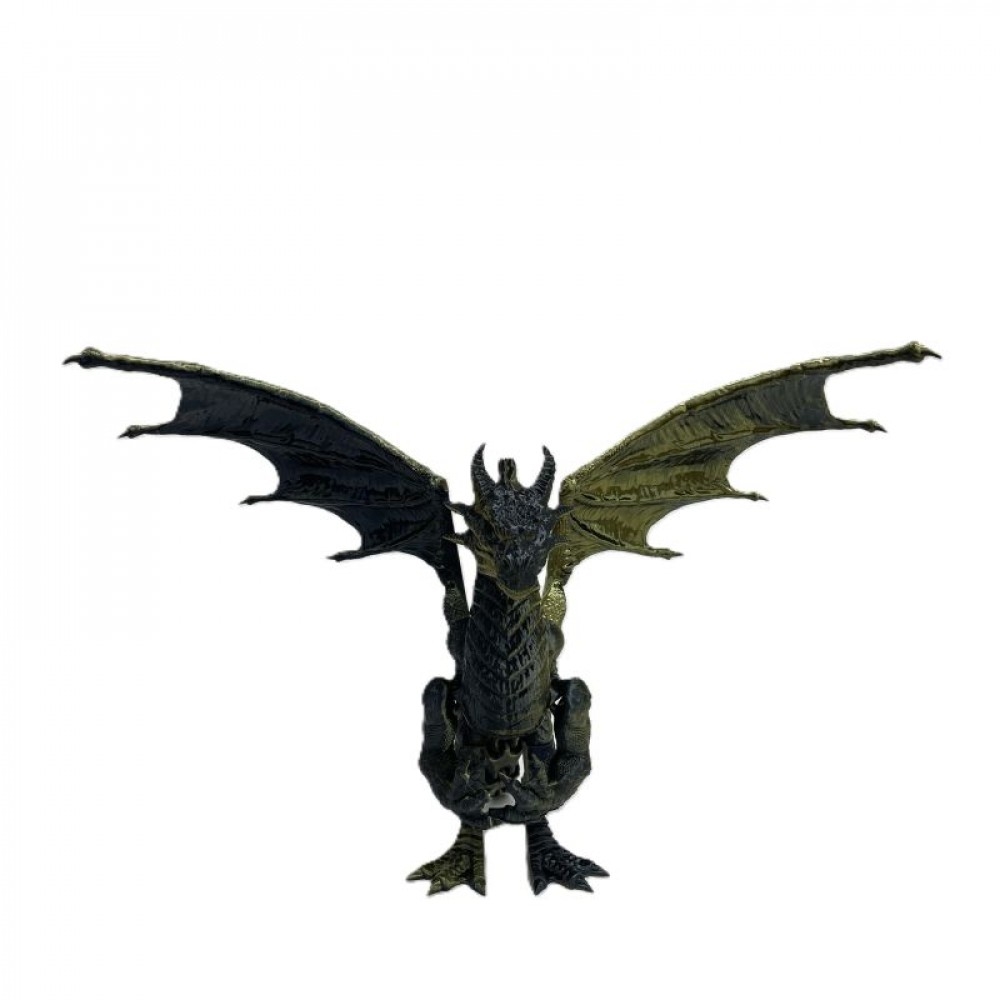 SC-105.43.1138 Epic Gold Black Winged Dragon 3D Printed Figurine