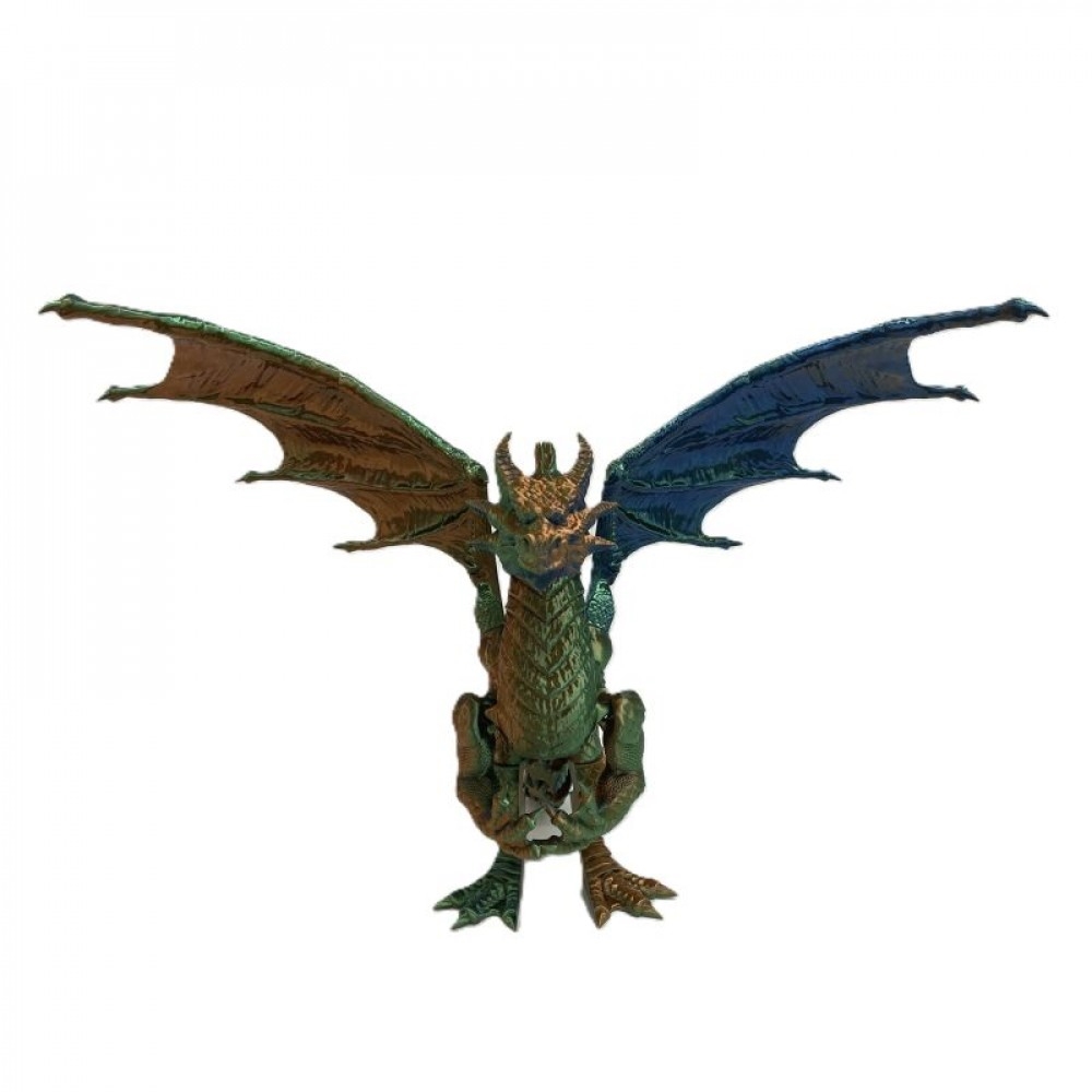 SC-105.43.1148 3D Printed Copper, Blue And Green Winged Dragon Figurine