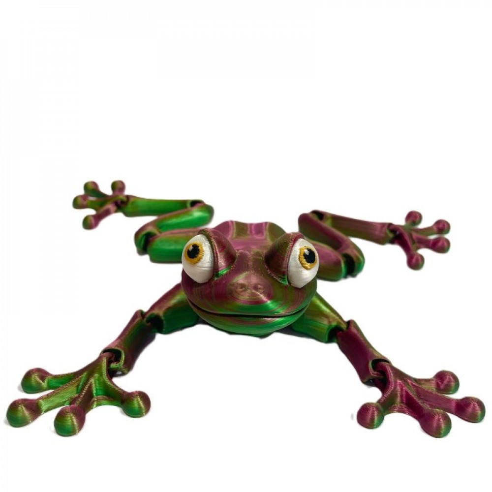 SC-105.71.930 3D Printed Green And Burgundy Frog Figurine