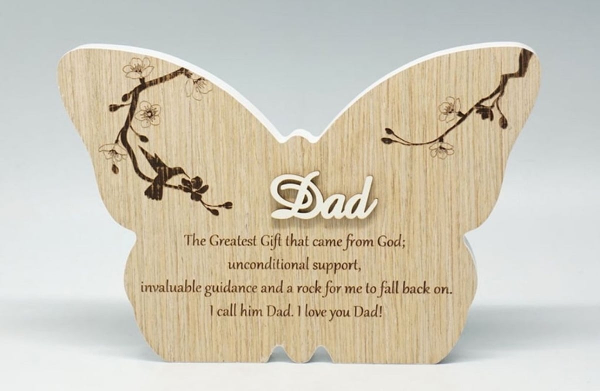 SC-SBP229 Dad-Butterfly Shape With Saying Block Sign