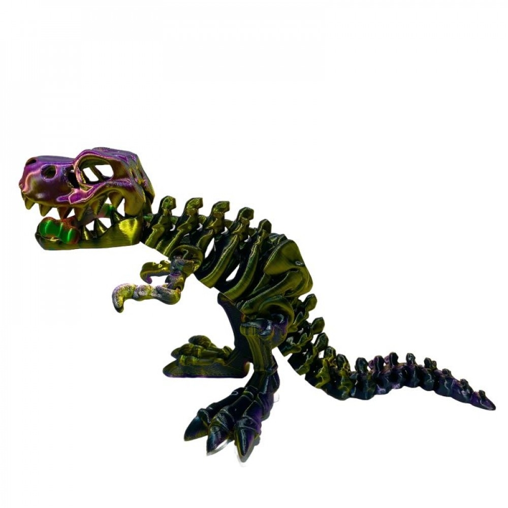 SC-105.72.913 3D Printed Shiny Green Body T Rex Skeleton Figurine