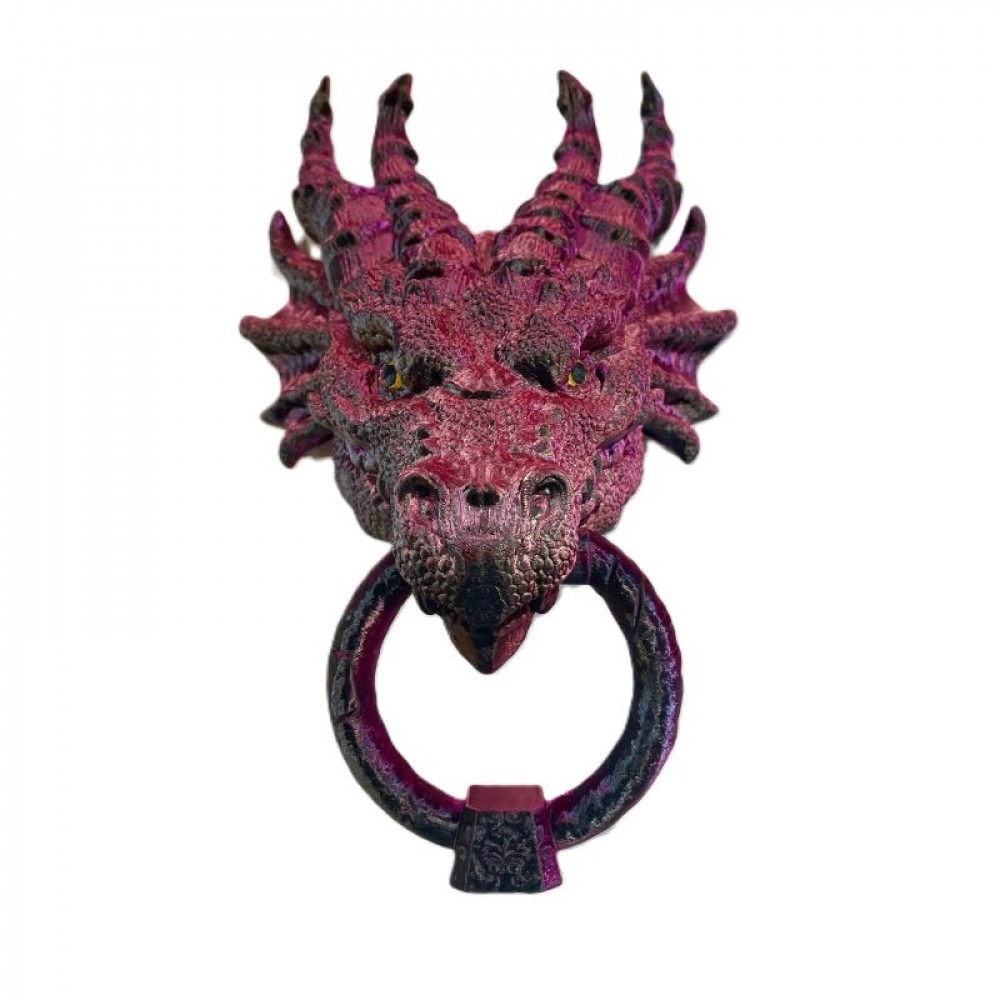 SC-105.79.940 3D Printed Reddish Black Dragon Head Door Knocker