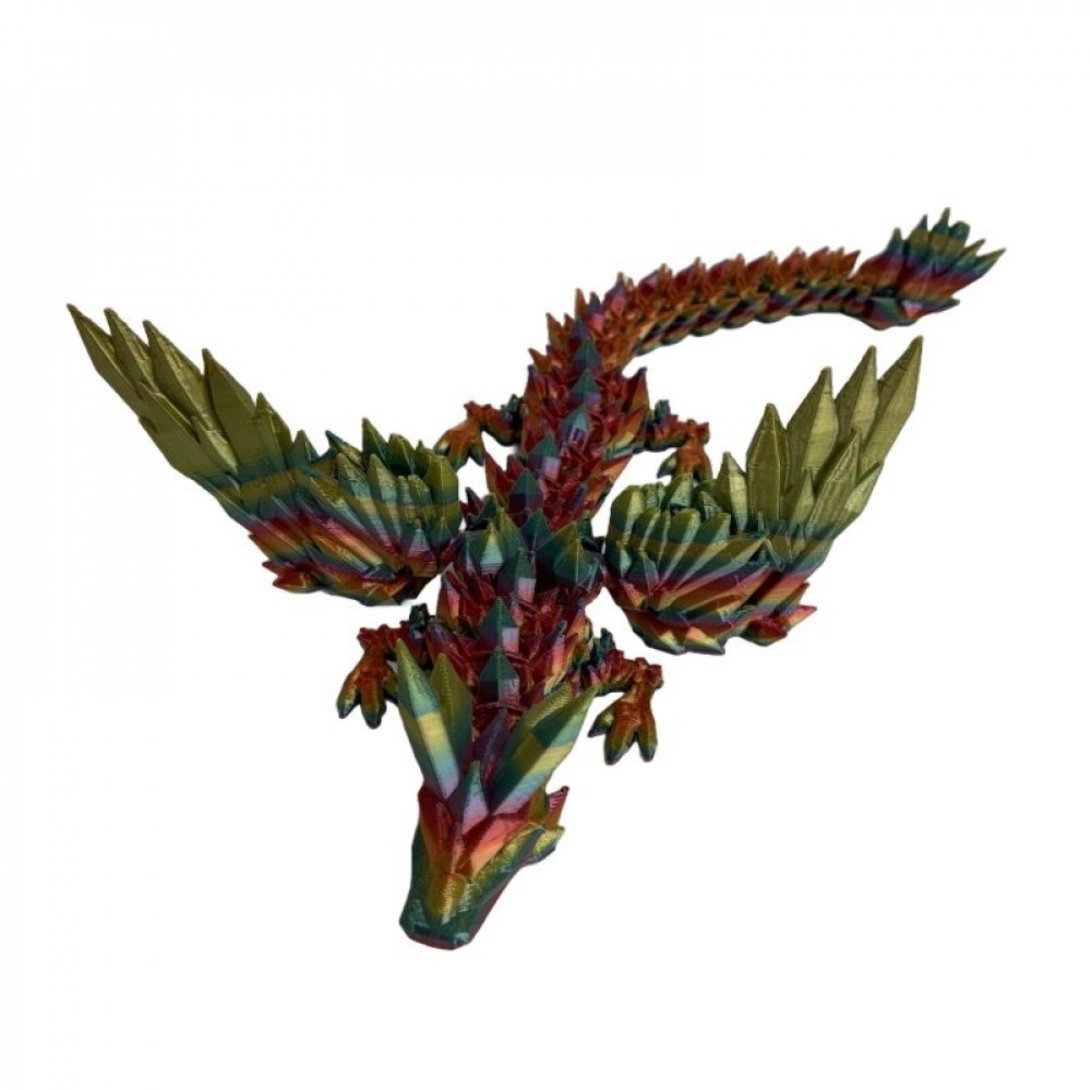 SC-105.43.418 3D Printed Colorful Long Tail Crystal Dragon Figurine