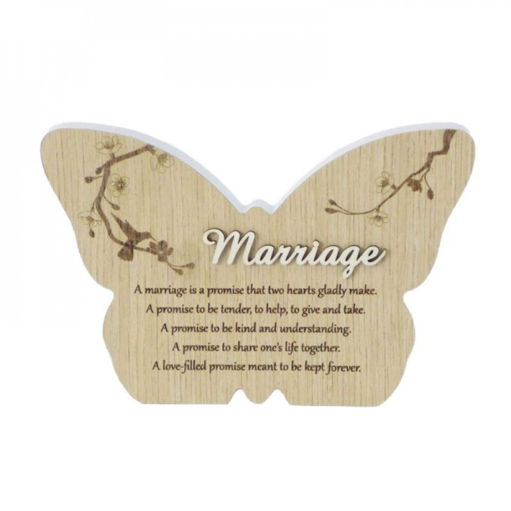 SC-SBP209 Marriage -Butterfly Shape With Saying Block Sign