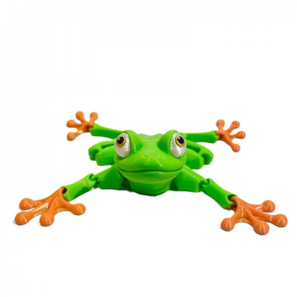 SC-105.71.729 3D Printed Green With Orange Legs Frog Figurine