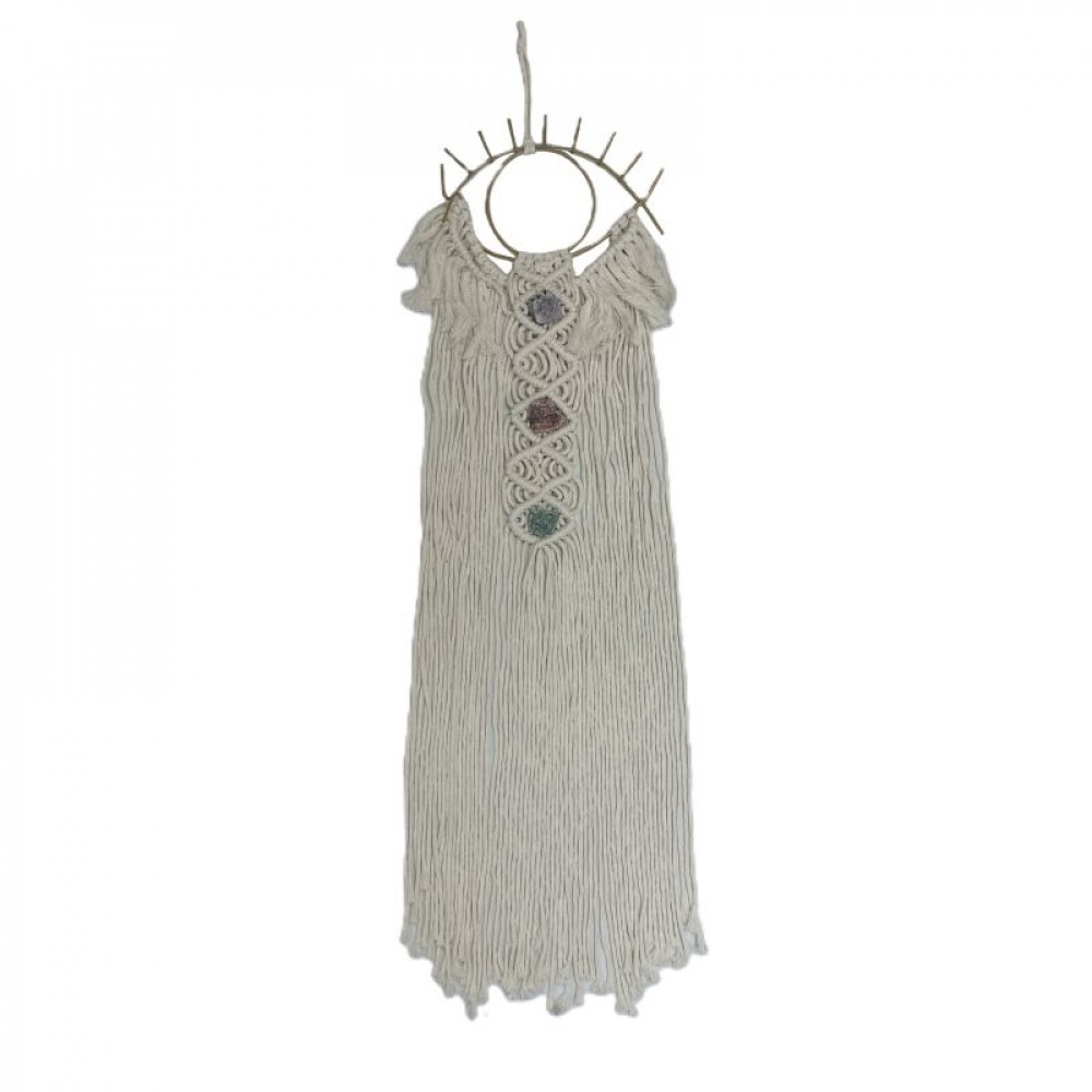 SC-106.63.464 Macrame Dress On A Eye Shaped Hanger Wall Decor