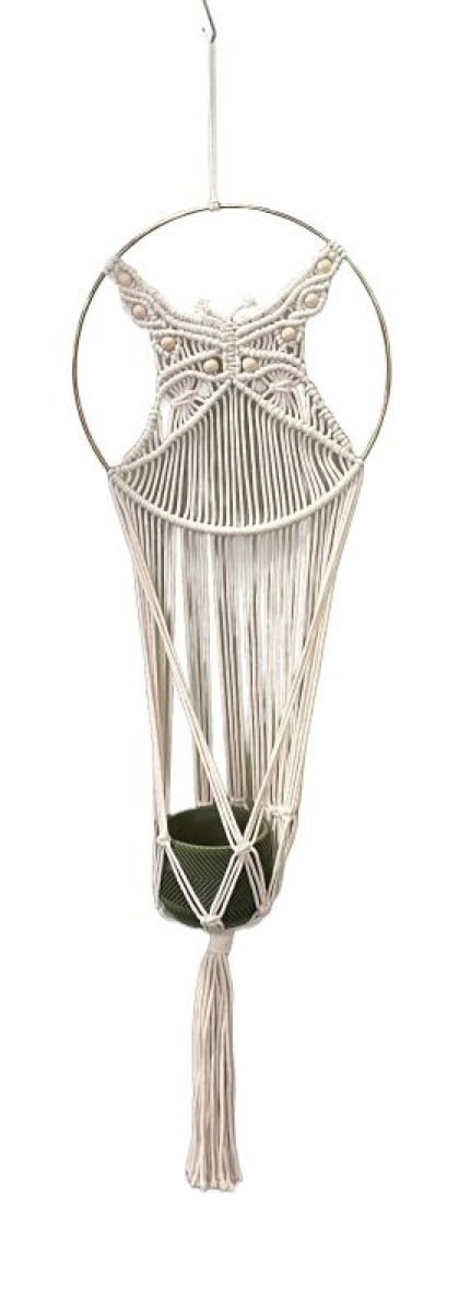 SC-106.57.453 Macrame On Round Hoop Hanging Planter