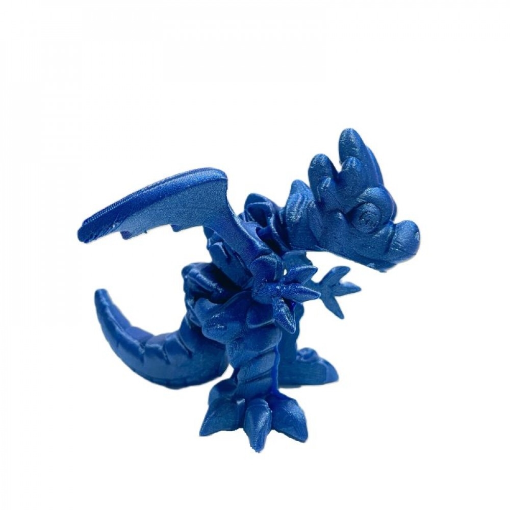 SC-105.75.784 3D Printed Sparkly Blue Dragon With Curved Tail Figurine