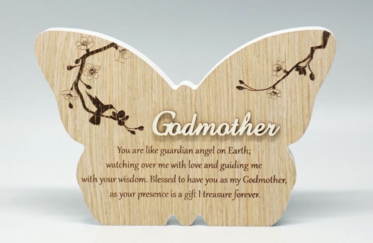 SC-SBP233 Godmother- Butterfly Shape With Saying Block Sign
