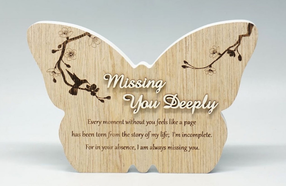 SC-SBP252 Missing You Deeply- Butterfly Shape With Saying Block Sign