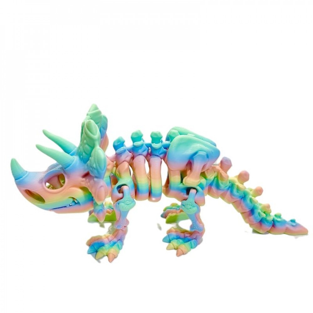 SC-105.72.808 3D Printed Macaron Colors Triceratops Skeleton Figurine