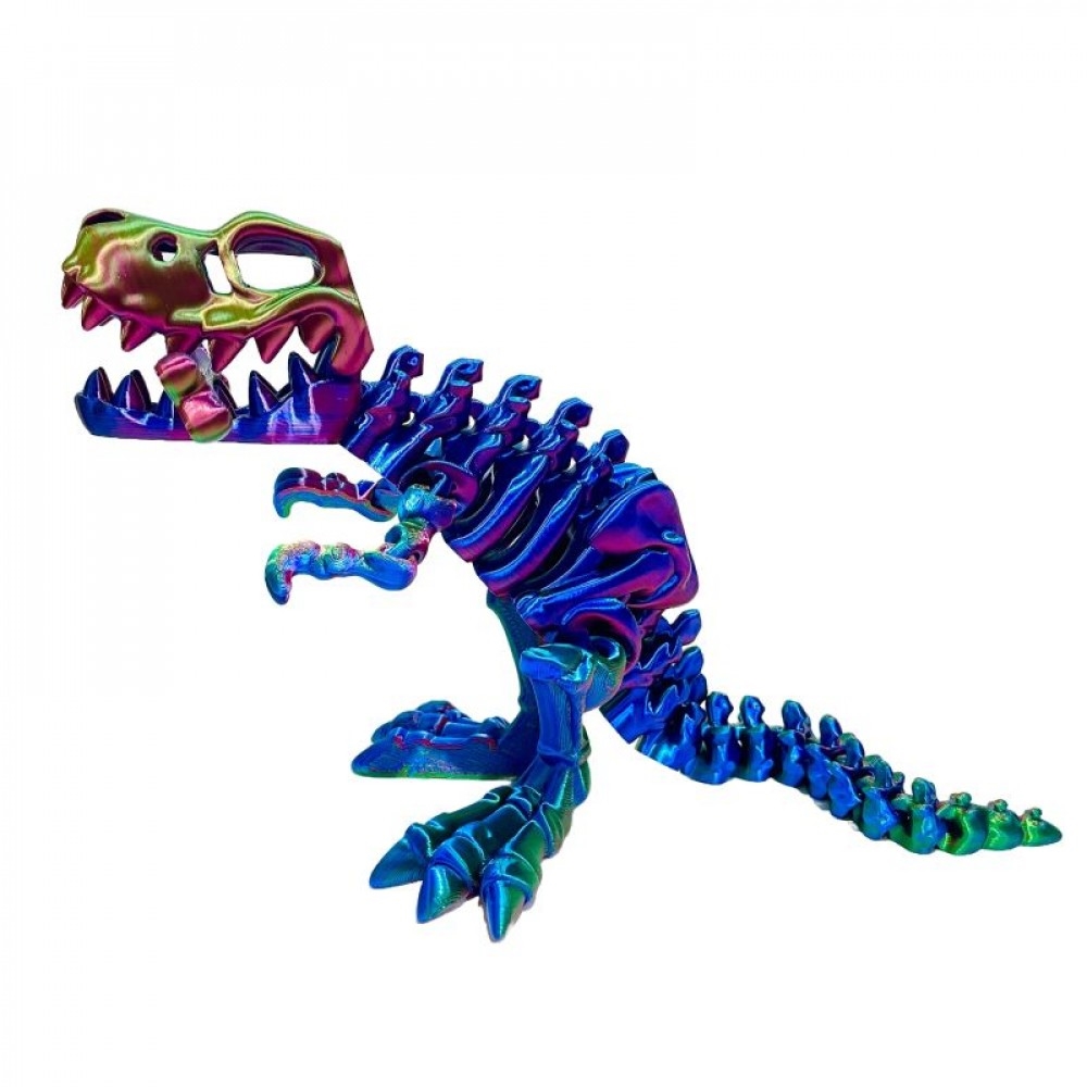 SC-105.72.914 3D Printed Shiny Blue Bodied T Rex Skeleton Body Figurine