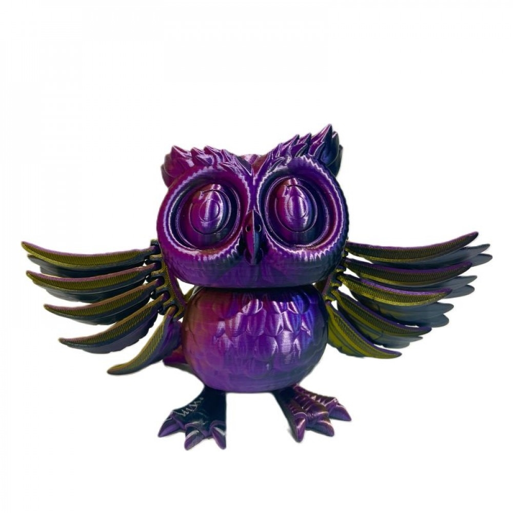 SC-105.81.910 3D Printed Purple With Gold Wings Owl Figurine