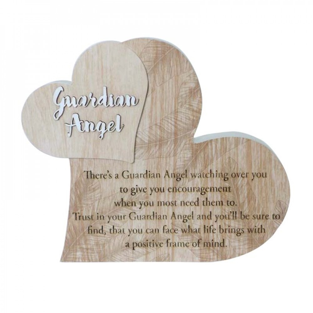 SC-WS610 Guardian Angel- Heart Shape With Saying Block Sign