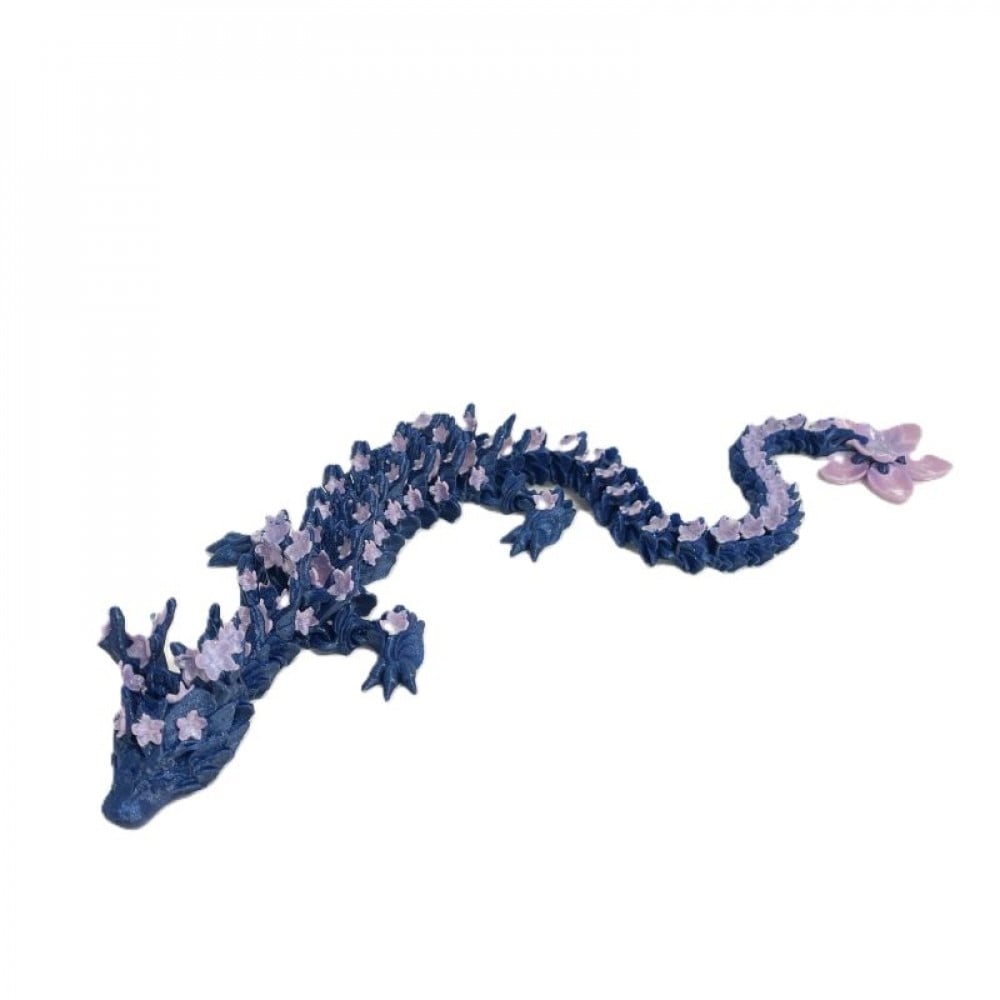 SC-105.43.1088 3D Printed Sparkly Blue Cherry Blossom Dragon Figurine