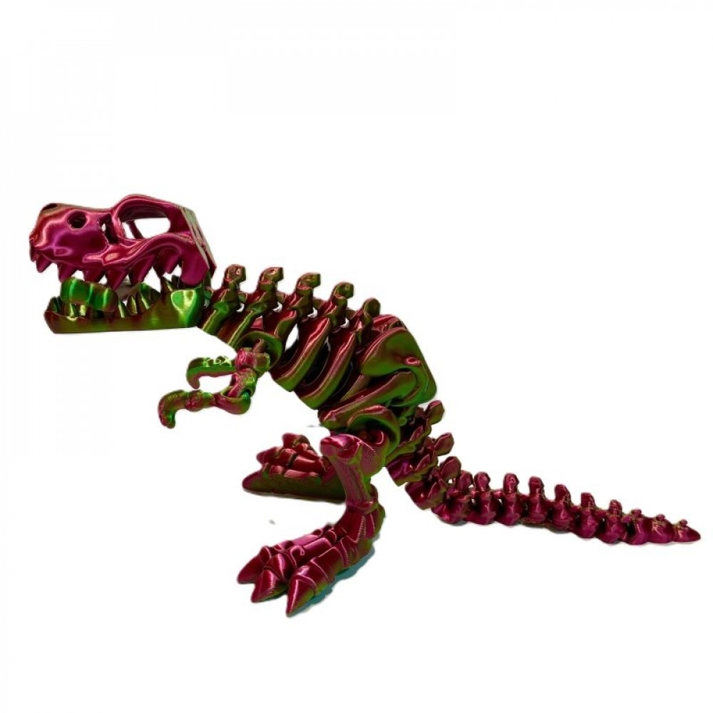 SC-105.72.919 3D Printed Burgundy And Green T Rex Skeleton Figurine