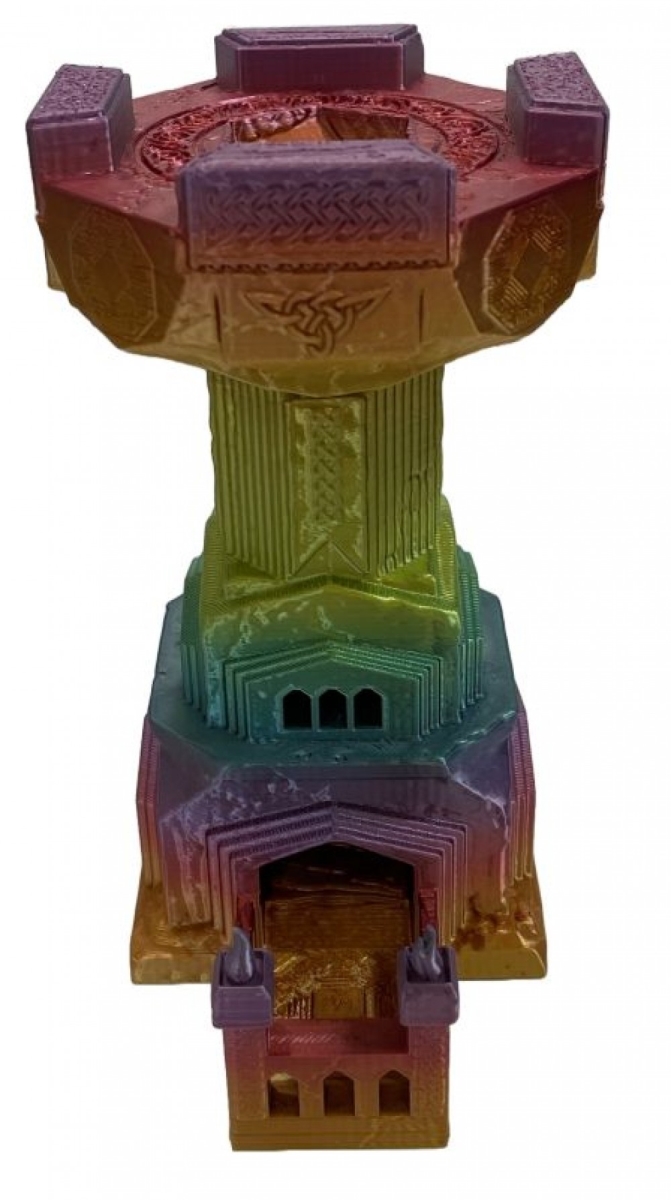 SC-105.67.580 3D Printed Multi Color Dwarven Dice Tower Figurine