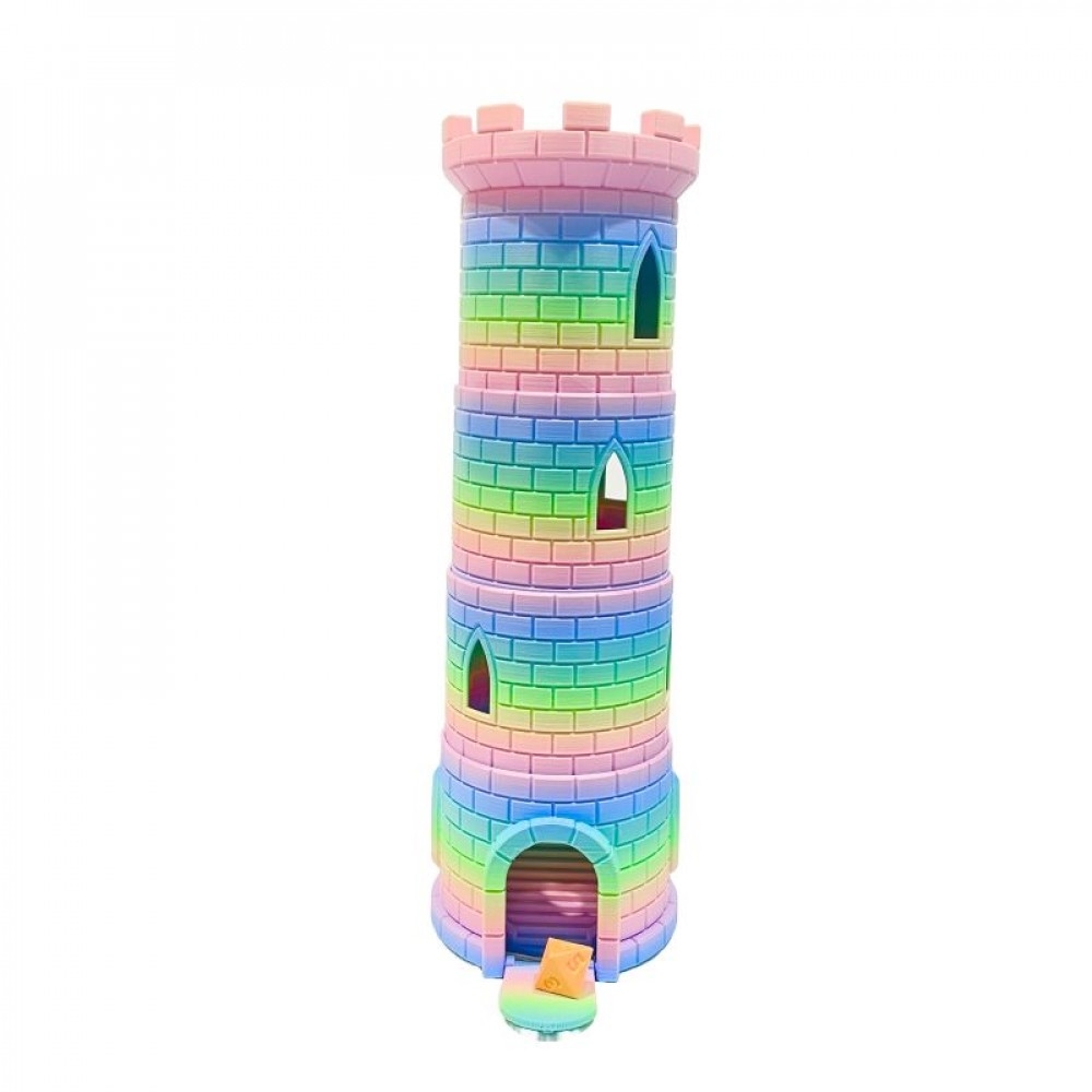 SC-105.67.851 3D Printed Collapsible Watercolored Dice Tower With Storage Figurine