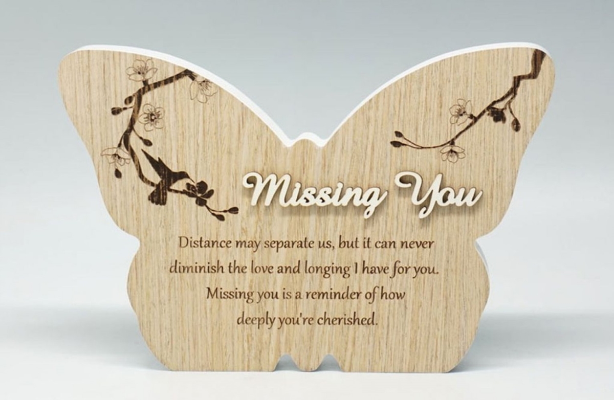SC-SBP239 Missing You - Butterfly Shape With Saying Block Sign