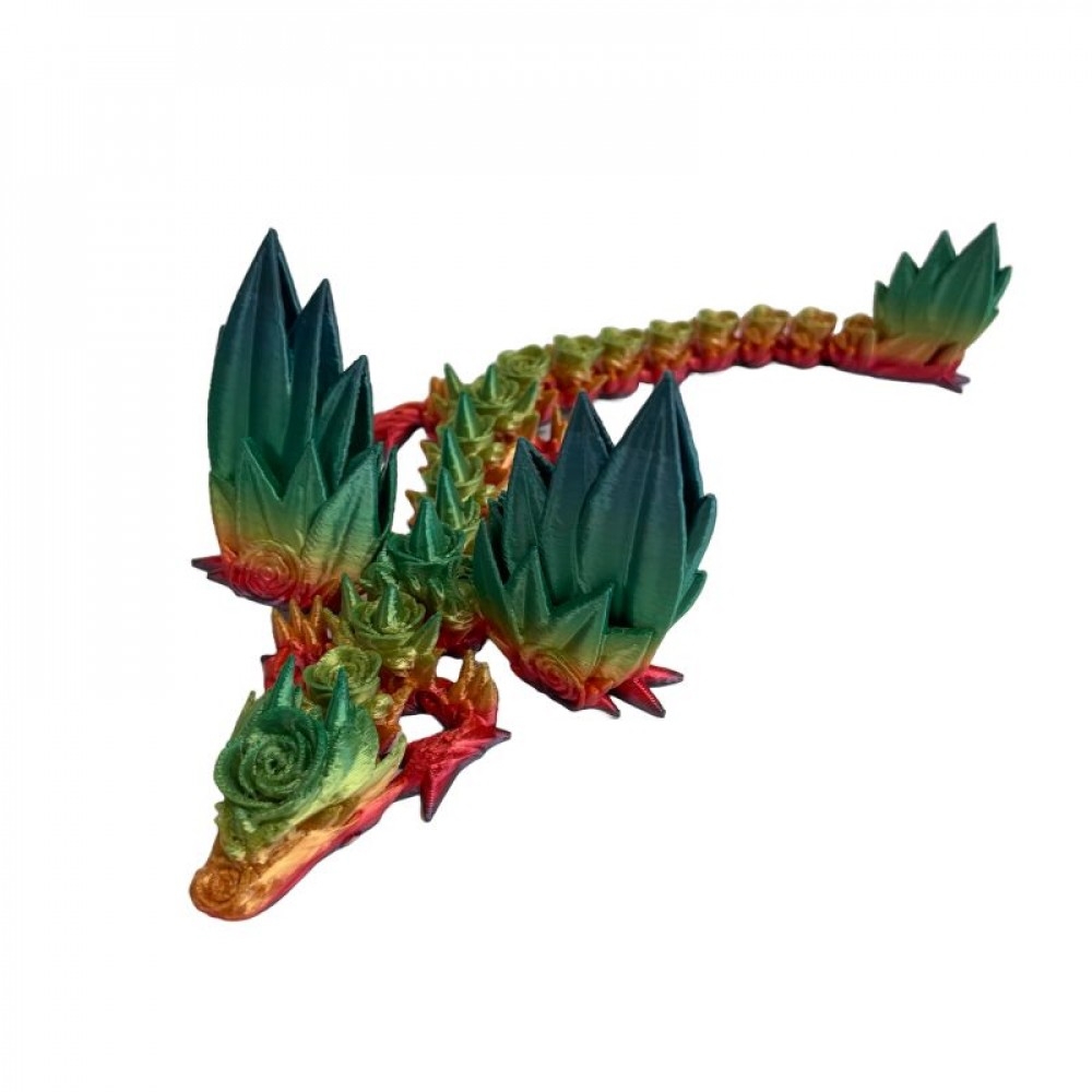 SC-105.43.674 3D Printed Rose Petals Winged Dragon Figurine