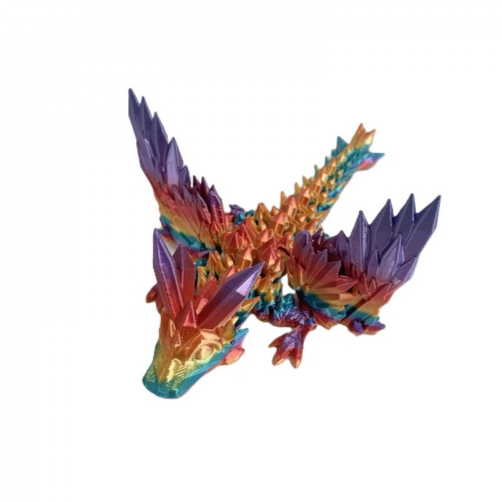 Colorful 3D Printed Short Tailed Dragon Figurine - Multi - 7in. x 7.5in. x 2in. - Unique Home Decor
