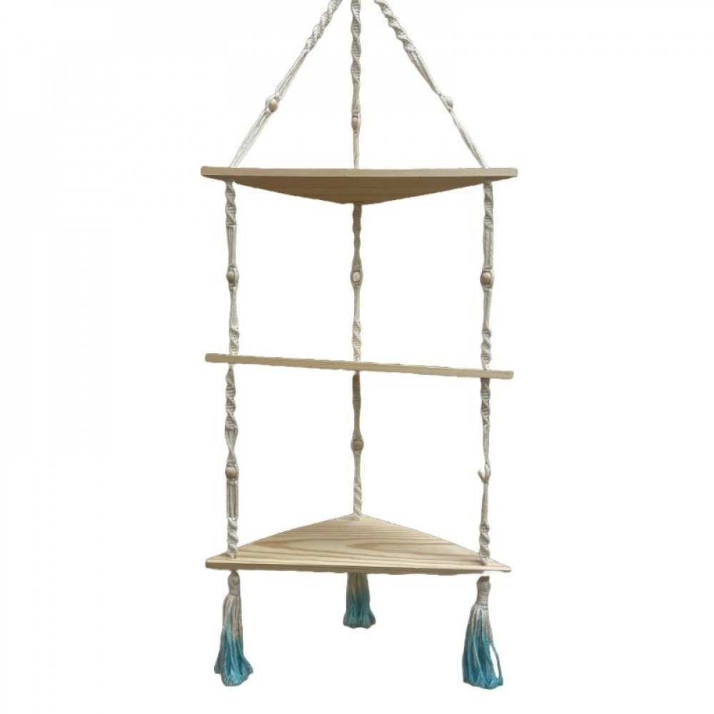 SC-106.54.441 3 Triangular Shelves On Macrame Frame Planter