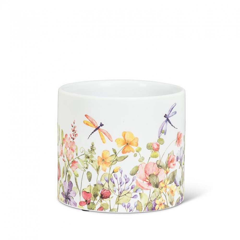 AB-27-PL-JARDIN-SM Dragonfly & Floral Print Planter