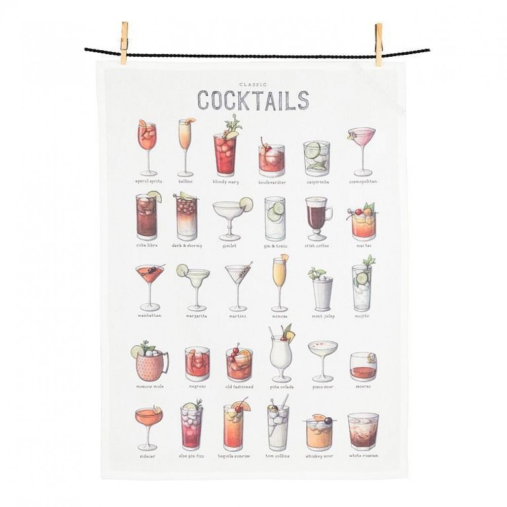 AB-56-KT-YL-04 Classic Cocktails Tea Towel