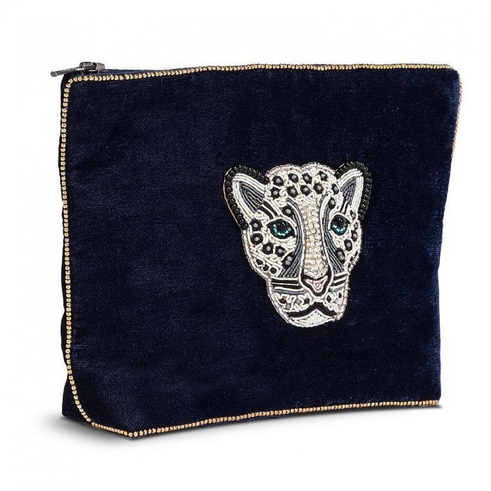 Picture of MDR Trading Inc. AB-90-ROYALE-02-LEOPARD Velvet With 3D Beaded Leopard Pouch