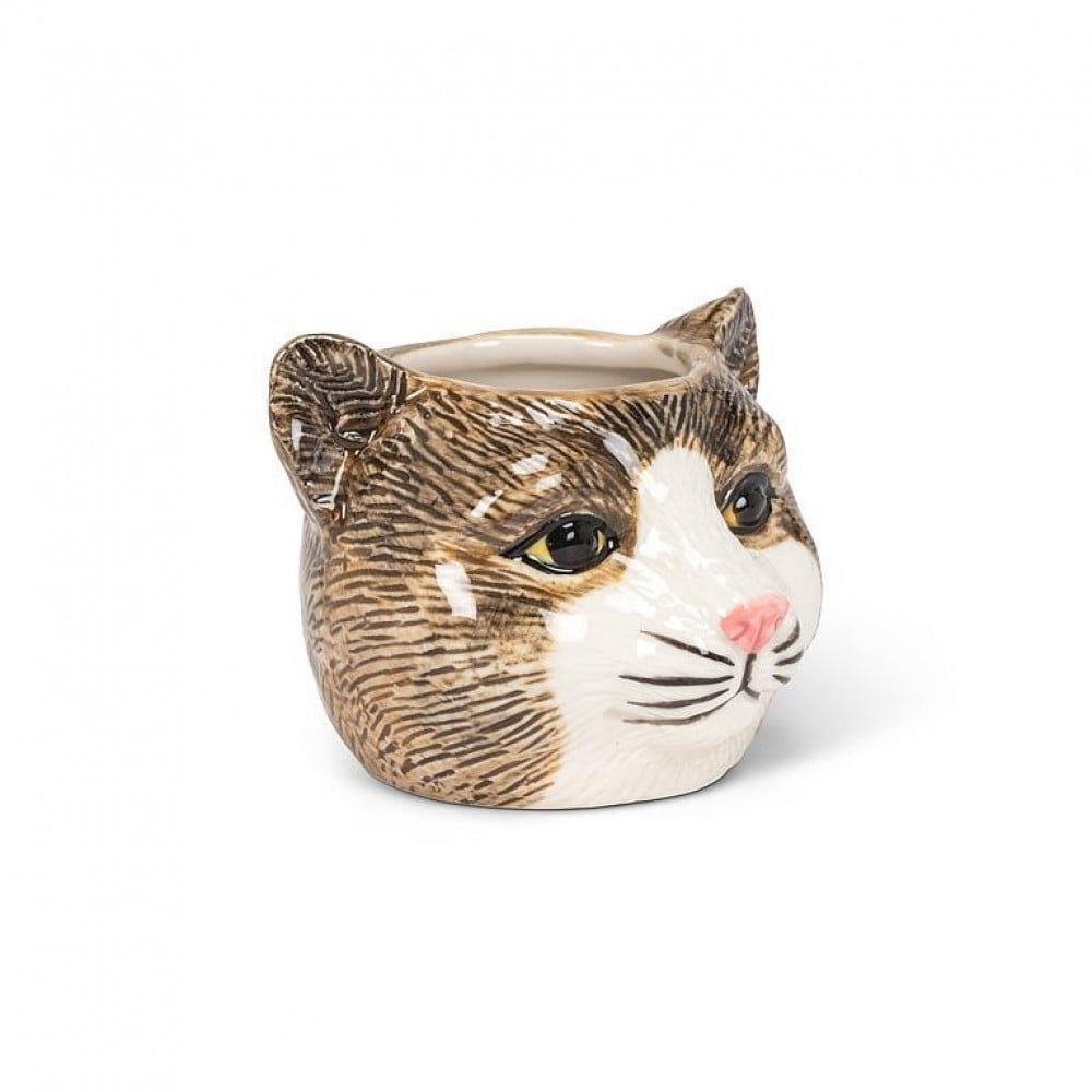 AB-27-TOMCAT-BRN-SM_Q01 Small Tabby Cat Planter