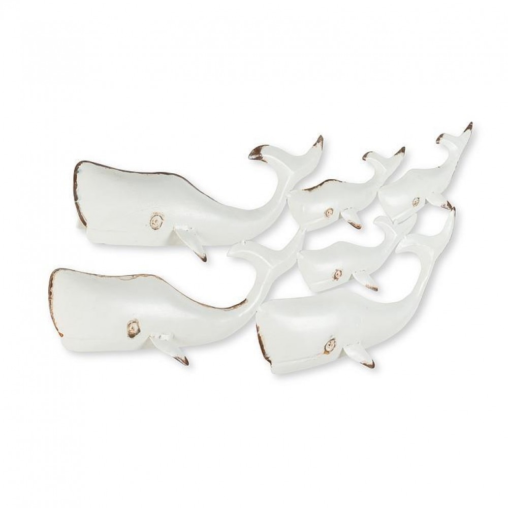 AB-96-MOBY-WHT-214 6 White Whales Wall Dcor