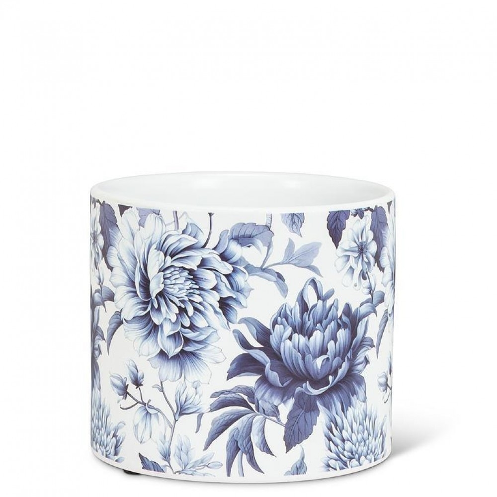 Blue Floral Chintz Print Planter - Small - Ceramic - Decorative