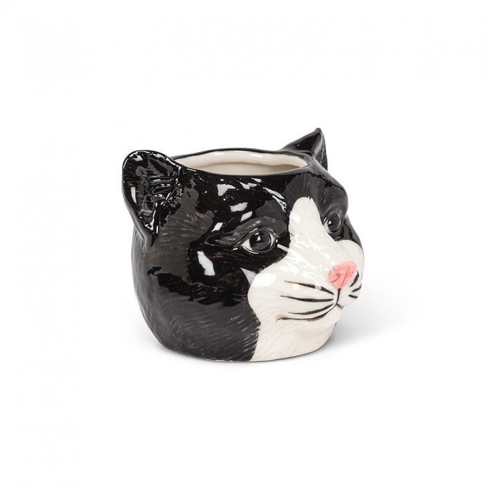 AB-27-TOMCAT-BLK-SM_Q01 Small Black And White Cat Planter