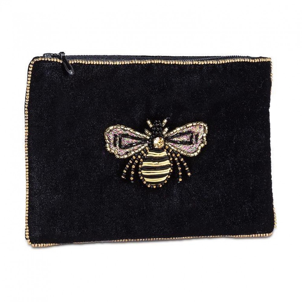 Picture of MDR Trading Inc. AB-90-ROYALE-01-BEE Black Velvet With Beaded 3D Bee Pouch