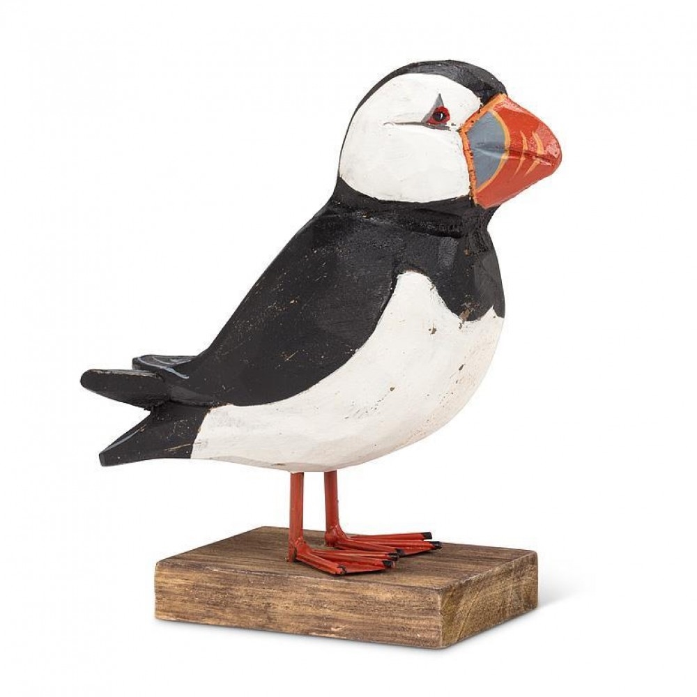 AB-27-SHORELINE-006 Carved Puffin On A Base Figurine